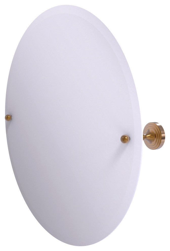 Sag Harbor Frameless Round Beveled Edge Tilt Mirror, Brushed Bronze
