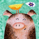 Marmont Hill, "Pigs Posy Peep" by Janet Nelson Painting on Wrapped Canvas, 24x24