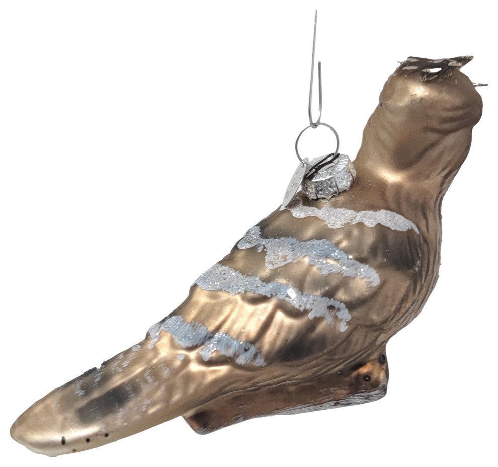 Elegant Art Glass Kingfisher Bird Ornament Bronze Gold 6 in Vintage Style