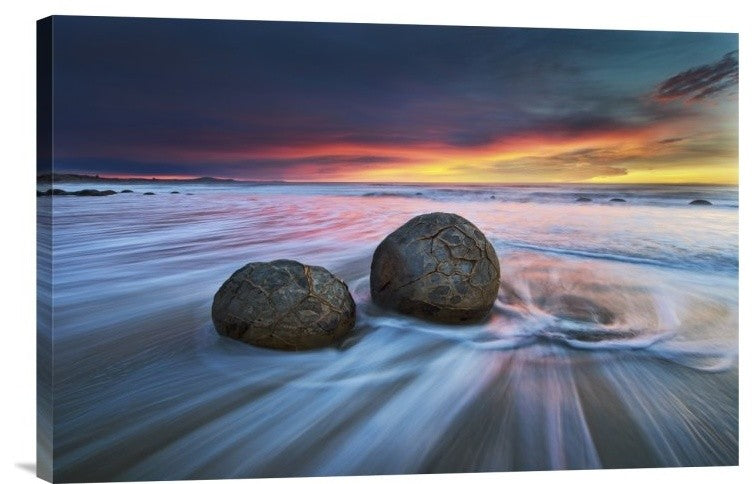 "Moeraki Boulders" Stretched Canvas Giclee by Yan Zhang, 24"x16"