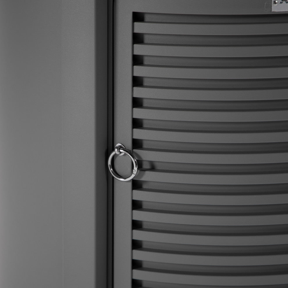 LeisureMod Walbrooke Patio Round Tank Holder With Slats Design, Gray