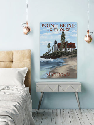 "Point Betsie Lighthouse" Painting Print on Wrapped Canvas, 8x12