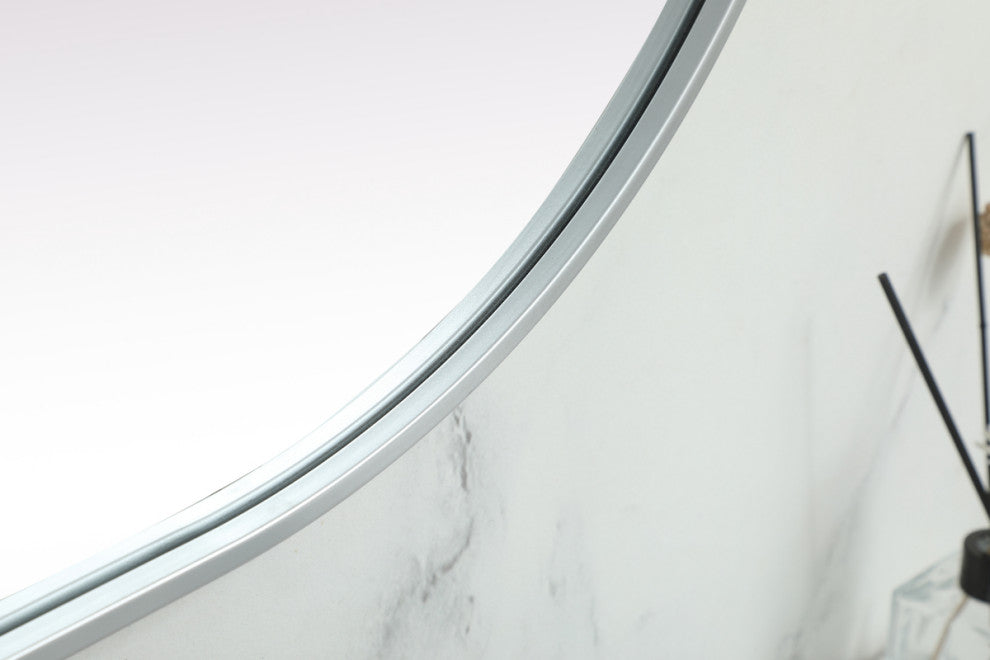 Home Living Metal Frame Oval Mirror 24x60 Inch, Silver