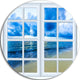 Closed Window To Blue Seascape, Landscape Round Metal Wall Art, 11"