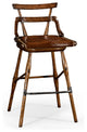 Oak Barstool With Studded Leather Seat, Side