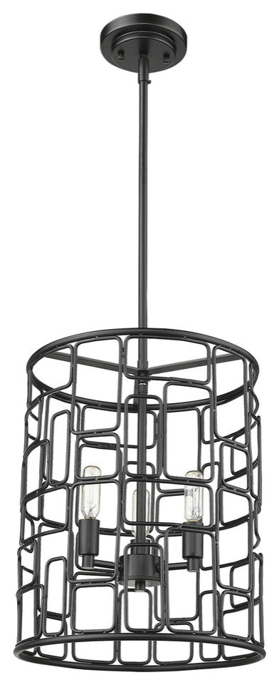 Amoret 3-Light Matte Black Convertible Pendant