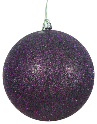 Vickerman 4.75" Plum Glitter Ball Ornament, 4 per Bag