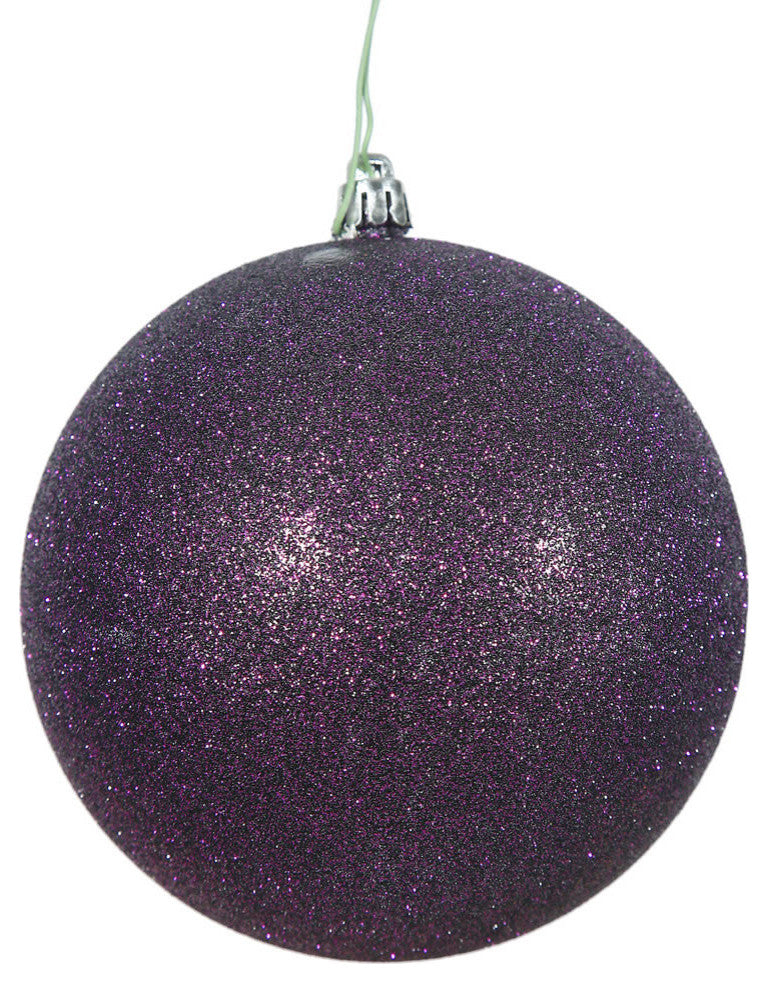 Vickerman 4.75" Plum Glitter Ball Ornament, 4 per Bag