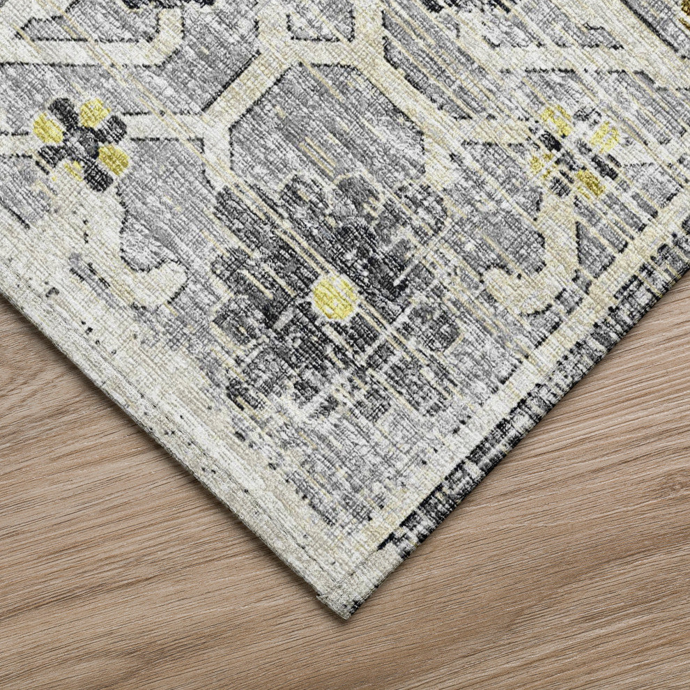 Indoor/Outdoor Marbella MB1 Grey Machine Washable 8' x 8' Round Rug