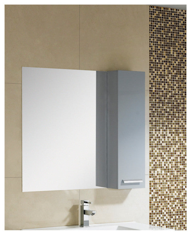 Fine Fixtures Atwood Mirror With Side Cabinet, Gray, 35"