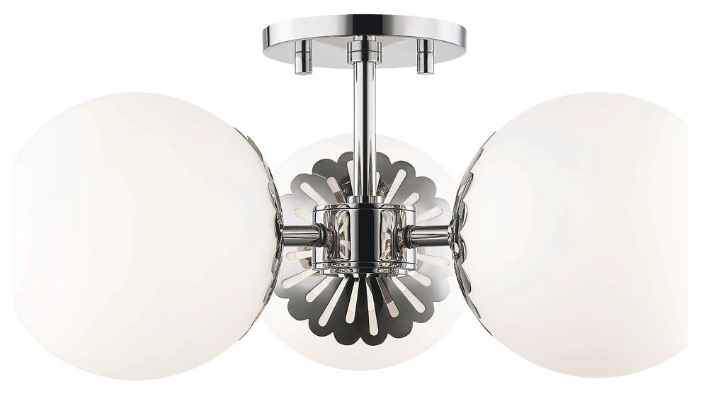Paige 3-Light Semi Flush, Polished Nickel Finish