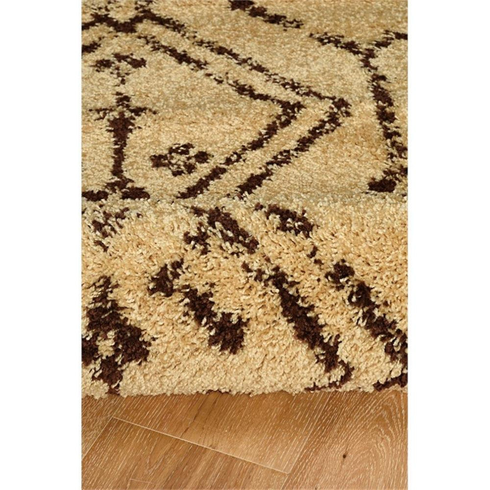Linon Moroccan Fes Power Loomed Polypropylene 5'x7' Rug in Brown