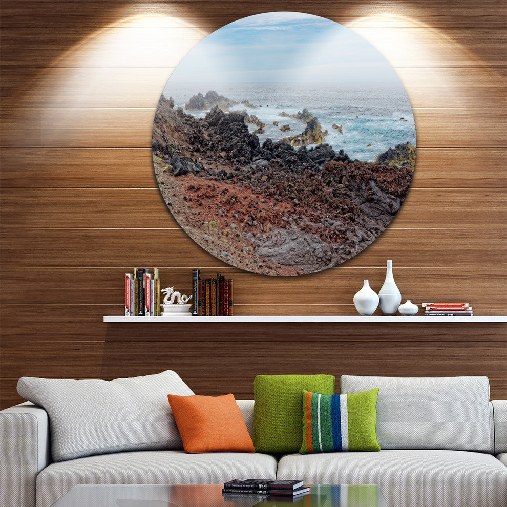 Beautiful Azores Rocky Coast, Seashore Round Wall Art, 23"