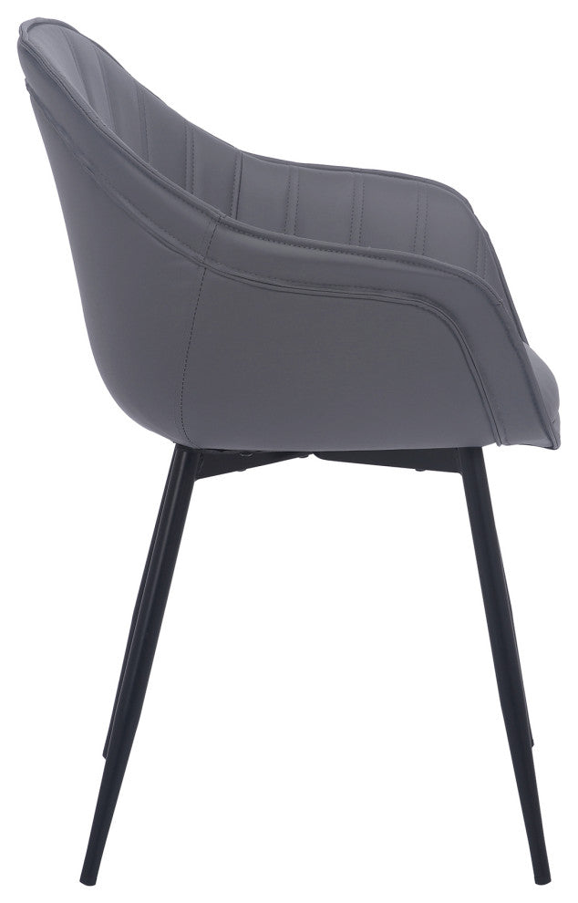 Clover Grey Faux Leather Dining Room Chair with Black Metal Legs