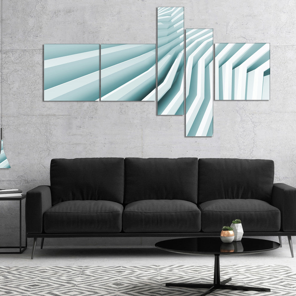 Fractal Architecture 3D Waves, Abstract Canvas Art Print, 60"x32", 5 panels