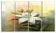 White Lily Flower Oil Painting, Large Floral Canvas Art Print, 48"x28", 4 Panels