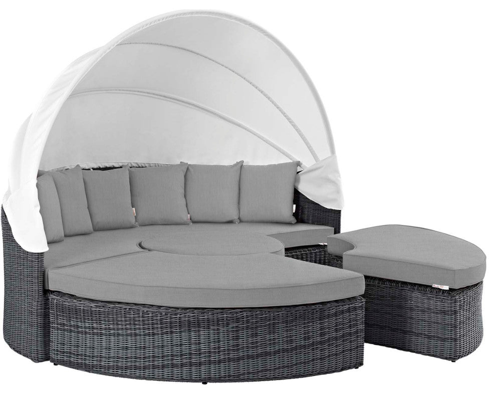 Summon Canopy Outdoor Patio Sunbrella Daybed, Gray