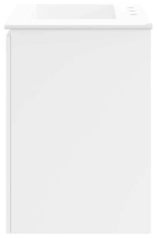 Sink Vanity Cabinet, Wall Mount, White, Ceramic, Modern, Hotel Bathroom
