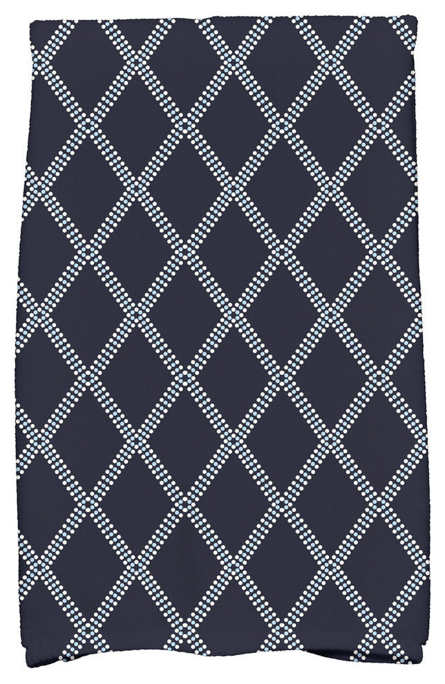 Diamond Dots Holiday Geometric Print Kitchen Towel, Navy Blue