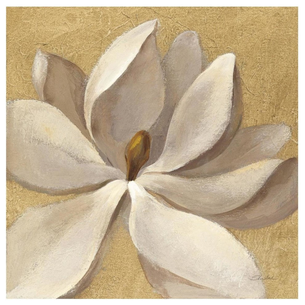 "Sunset Flower I on Gold" Digital Paper Print by Silvia Vassileva, 32"x32"