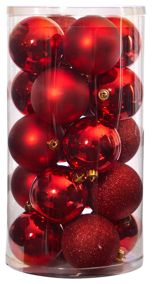Holiday Xmas 20 Count 3" Shatterproof Ornaments W/ Re-Useable Storage Container
