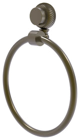 Venus Towel Ring With Twist Accent, Antique Brass
