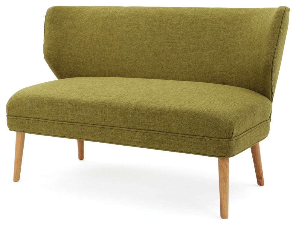 GDF Studio Dumont Mid Century Modern Fabric Loveseat Sofa Settee, Green