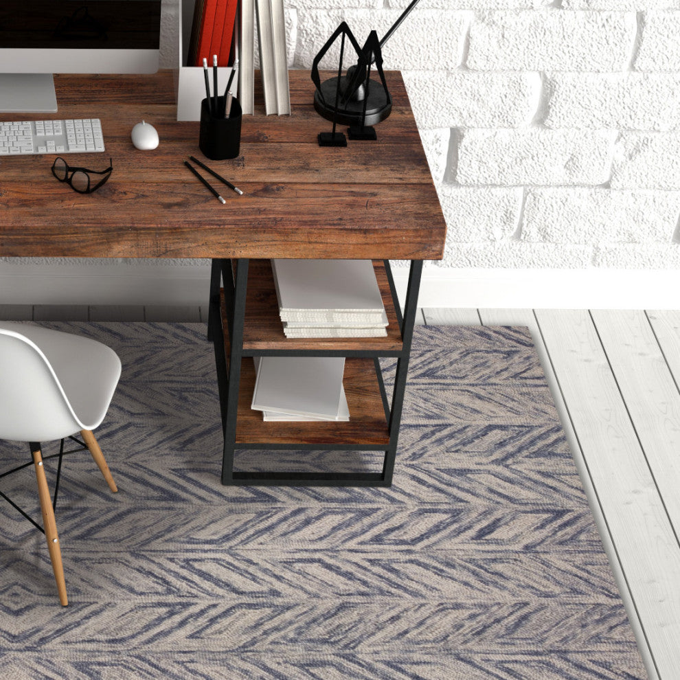 KAS Gramercy 1611 Blue Heather Herringbone Area Rug, 5'x8'