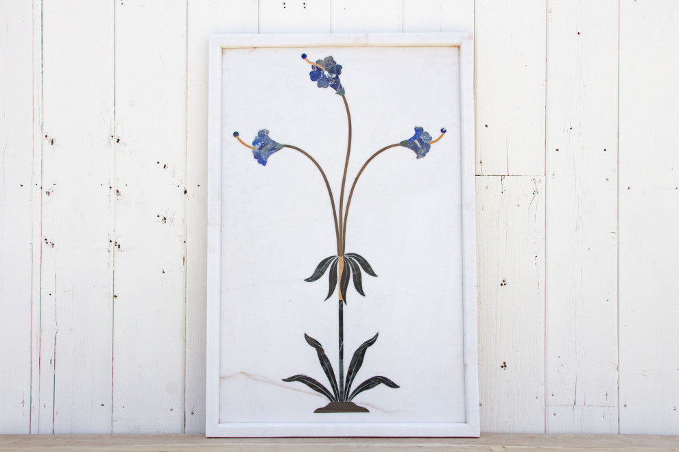 Precious Botanical Inlay Marble Panel