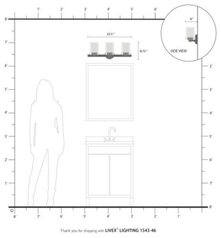 Livex Lighting Manhattan 3 Light Black Chrome, Polished Chrome Vanity Sconce