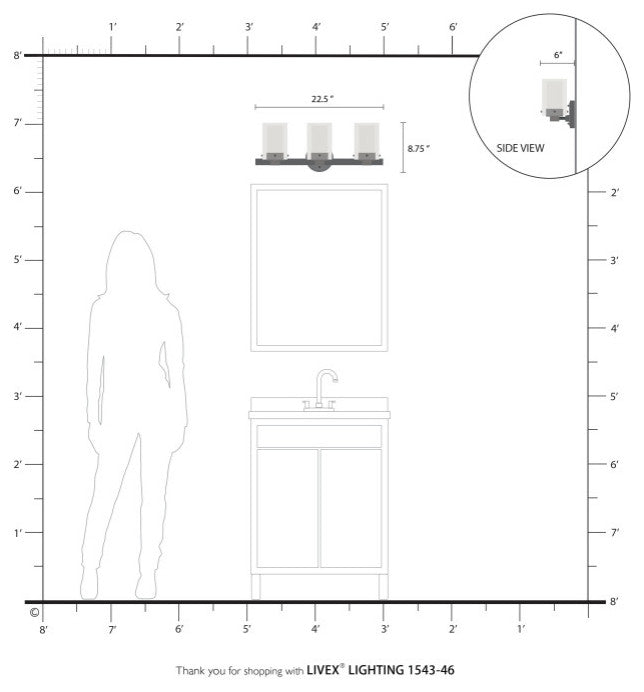 Livex Lighting Manhattan 3 Light Black Chrome, Polished Chrome Vanity Sconce