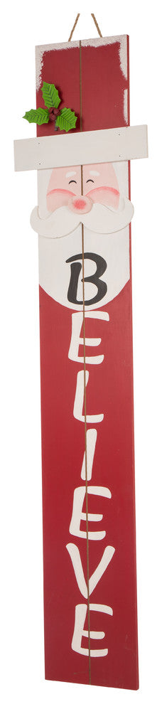 42" Christmas Wooden Santa Porch Sign, BELIEVE