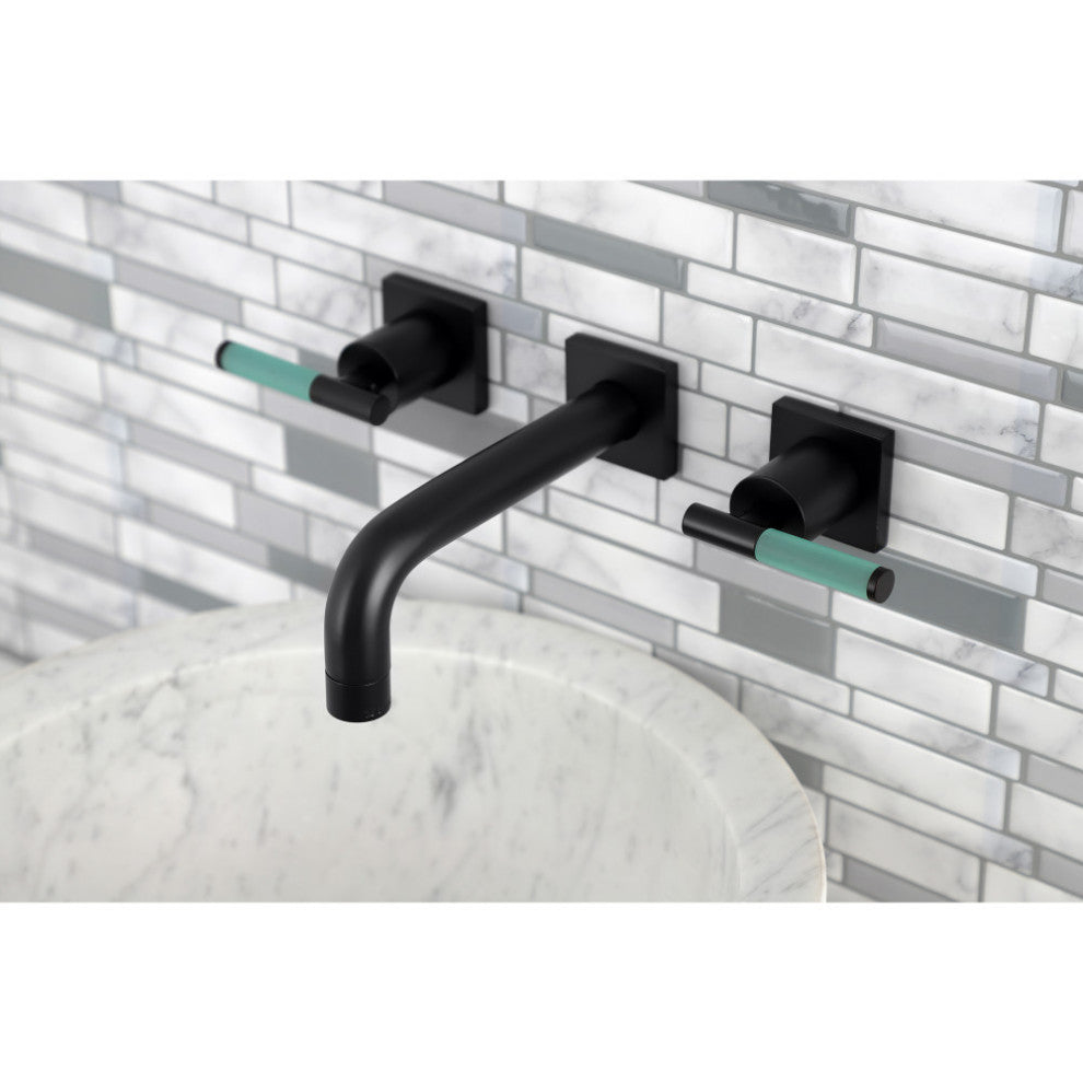 Kingston Brass KS6120CKL Two-Handle Wall Mount Bathroom Faucet, Matte Black