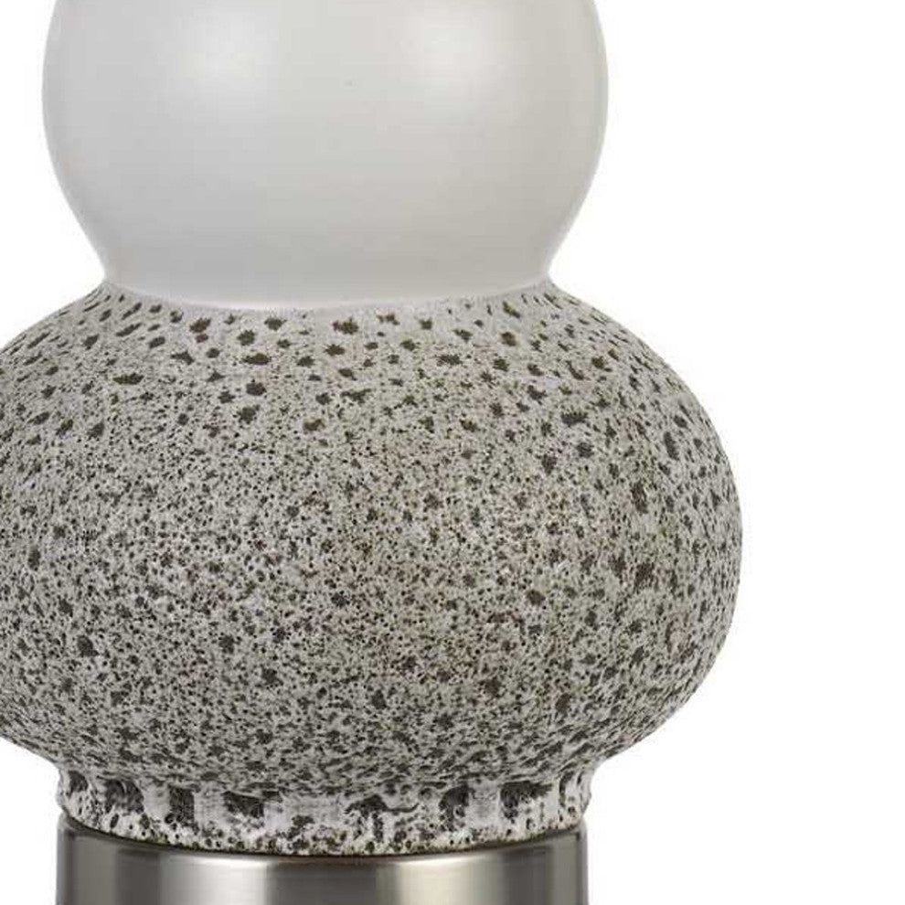 Set of Two 24" Silver Metal Two Light Desk Table Lamps With White Globe Shade