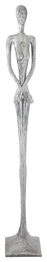 Skinny Female Sculpture, Liquid Silver