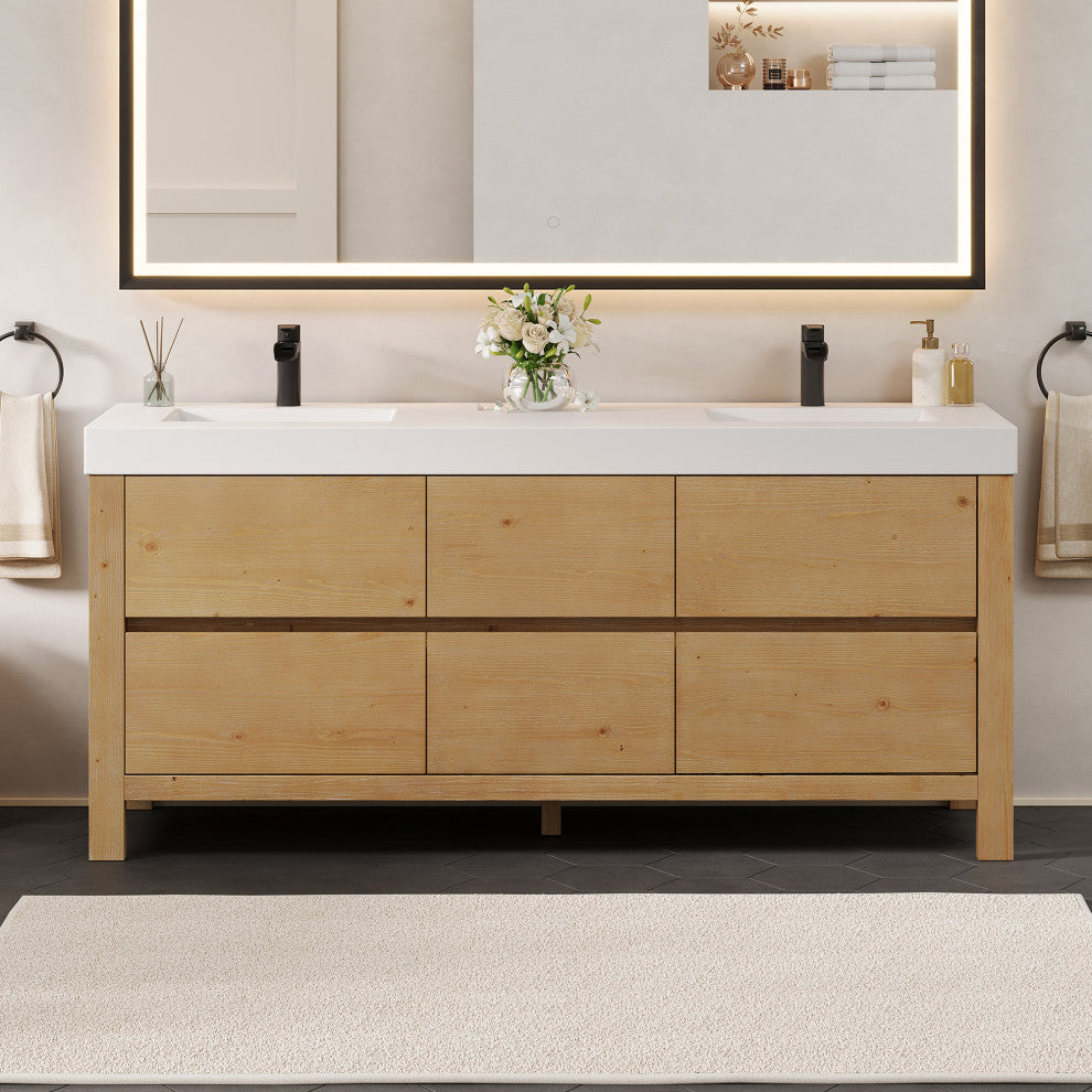 Cascadia Bathroom Vanity, Weathered Fir, 72", No Mirror