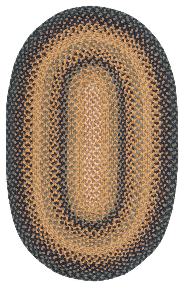 Safavieh Cape Cod Collection BRD651D Rug, Gold/Sage, 5' X 8' Oval