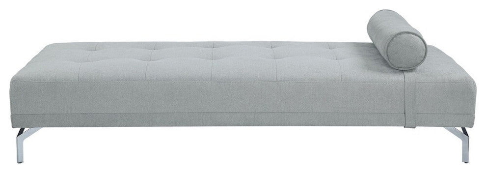 Benzara BM276216 74" Fabric Sofa Daybed, Tufted, 1 Bolster Pillow, Gray