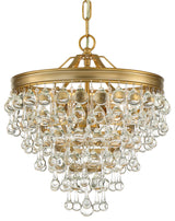Calypso 6 Light Mini Chandelier in Vibrant Gold with Clear Glass Drops Crystal