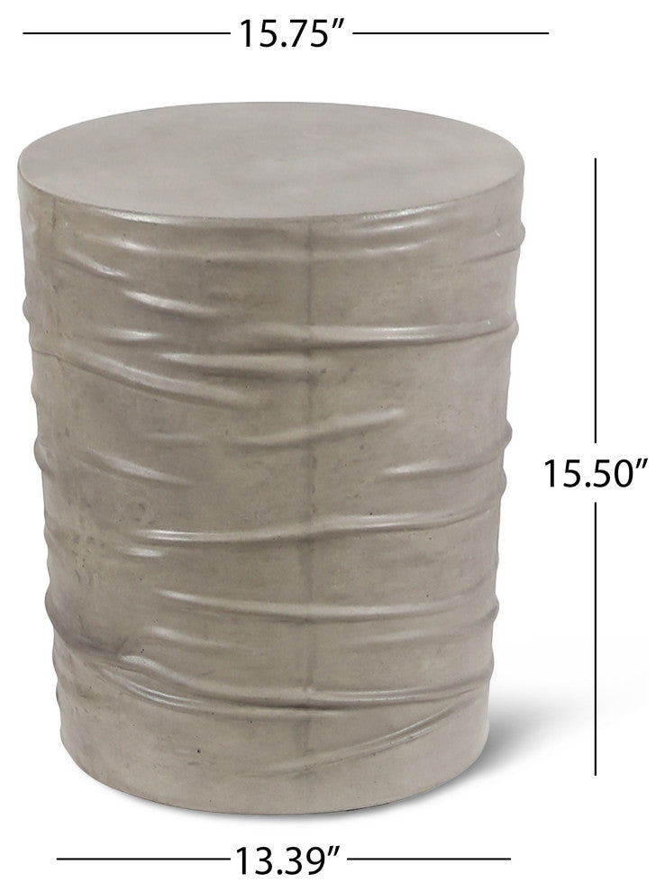 GDF Studio Aubree Outdoor 16" Light-Weight Concrete Side Table, Light Gray