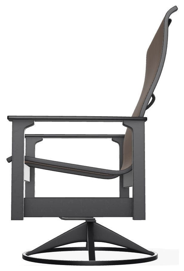 Leeward Sling Outdoor Swivel Rocker, Mocha/Black