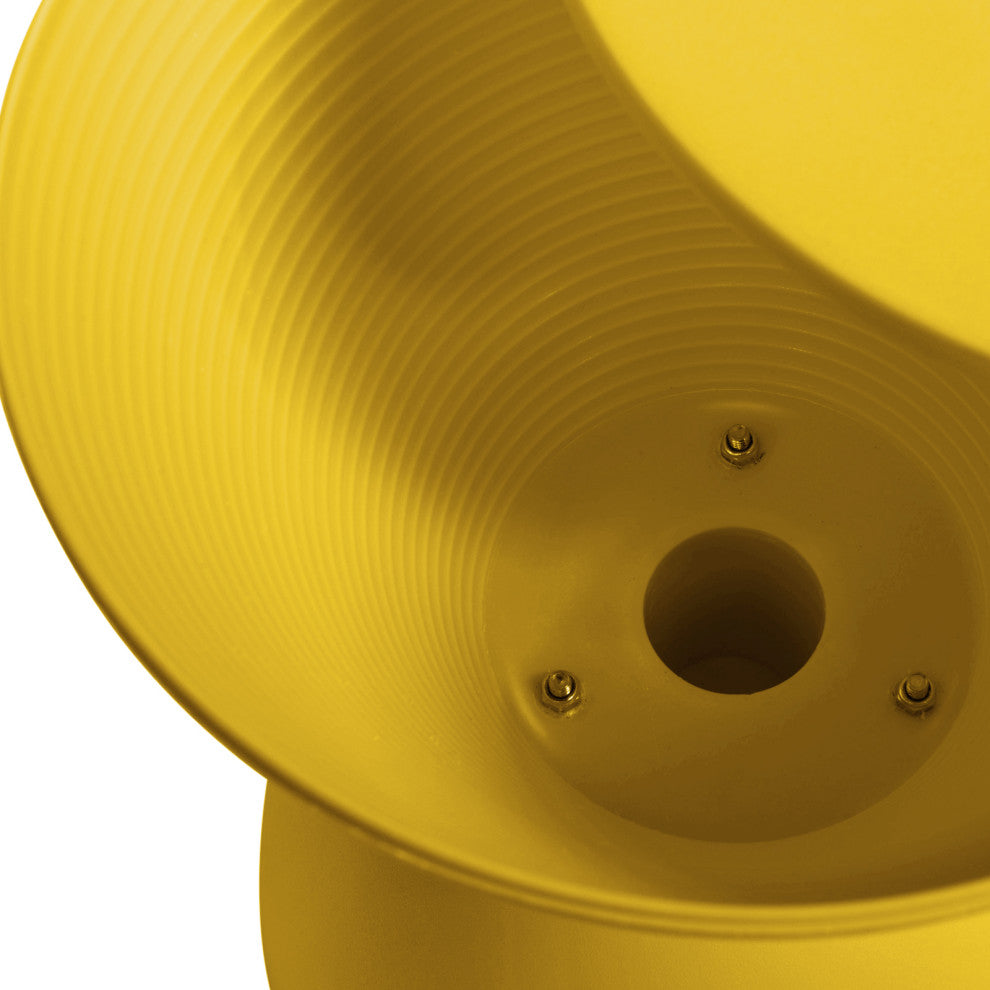 Round Side Table in ABS Plastic Ribbed Design End Table with Removable Lid, Yellow