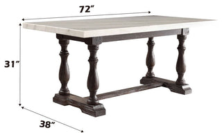 ACME Gerardo 72" Marble Top Dining Table in White and Espresso
