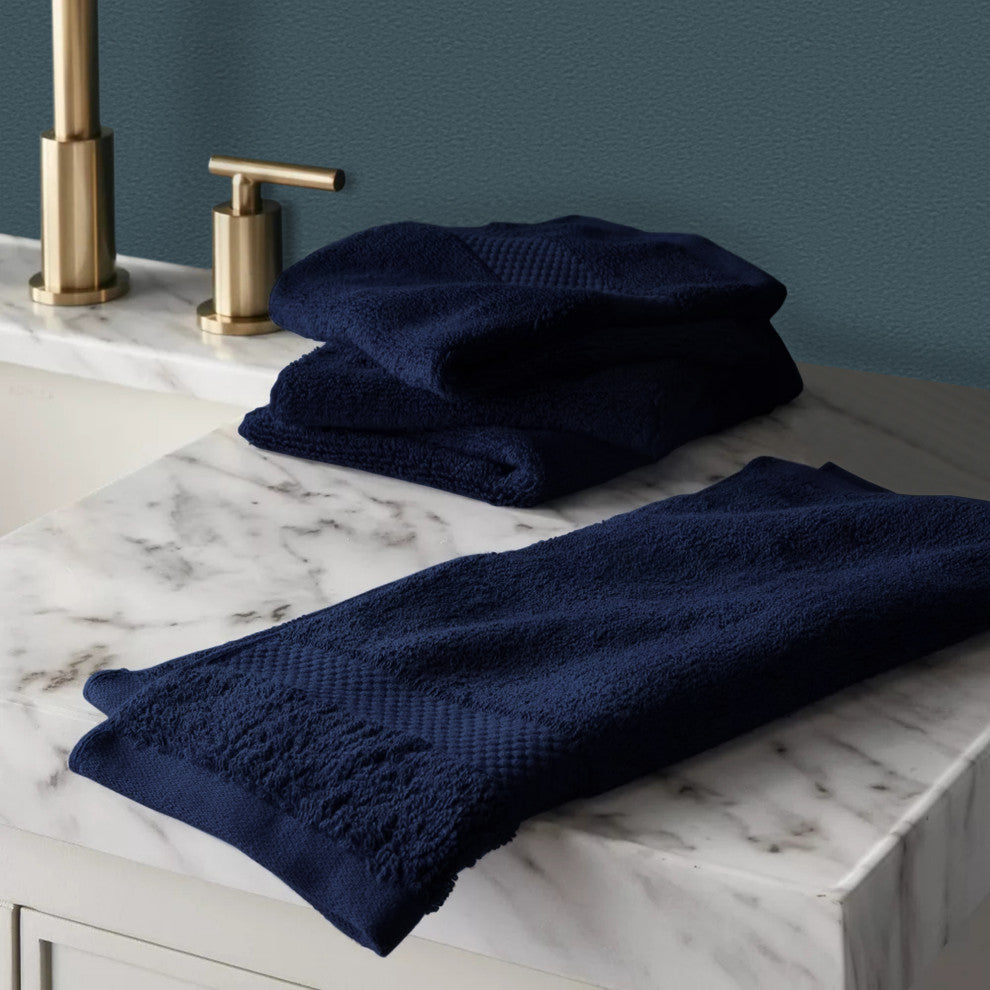 Delara Washcloths Set 100% Organic Cotton, GOTS Certified Absorbent, Insignia Blue, 12 Pack