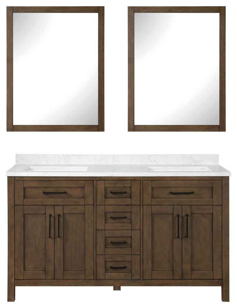 OVE Decors Tahoe Vanity With Mirror, Almond Latte, 60"