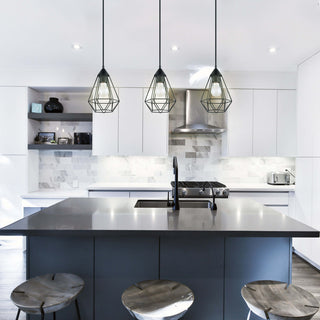 3x100W Multi Light Cage Pendant With Matte Black Finish