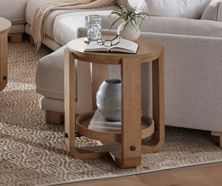 Round End Table With Shelf