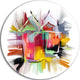 Building Illustration, Painting Abstract Round Metal Wall Art, 36"