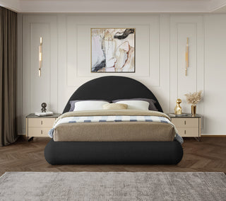 Rudy Beige Teddy Fabric Full Bed, Black, Queen