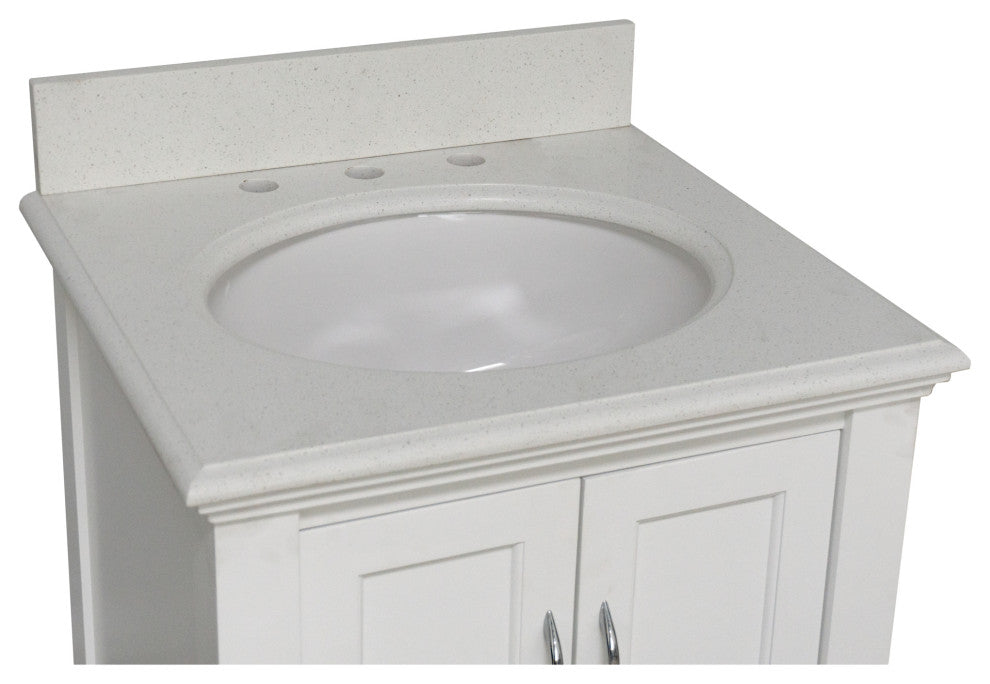 Beverly 24" Bathroom Vanity, White, 24", Quartz